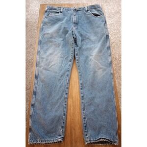 Cabelas Flannel Lined Medium Wash Blue Denim Men's Jeans Size 40x34 Actual 40x32